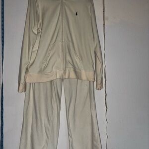 Ralph Lauren Cream Zip-Up Hoodie Track Suit
